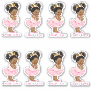 Sticker Princesse Ballerina Baby Girl Pink Tutu Gold Crown