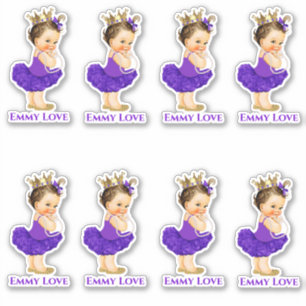 Sticker Princesse Ballerina Baby Girl Purple Tutu Crown