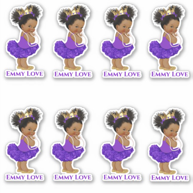 Sticker Princesse Ballerina Baby Girl Purple Tutu Crown (Devant)