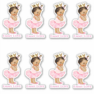 Sticker Princesse Ballerine Bébé Fille Tutu Rose Couronne