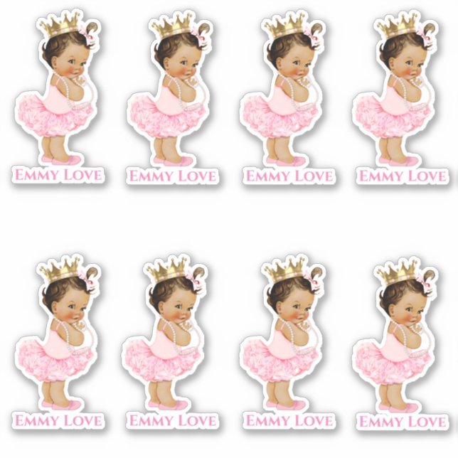 Sticker Princesse Ballerine Bébé Fille Tutu Rose Couronne  (Devant)