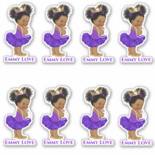 Sticker Princesse Ballerine Bébé Fille Tutu Violet Couronn