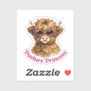 Sticker Princesse de pâturage Vache Highland mignonne drôl