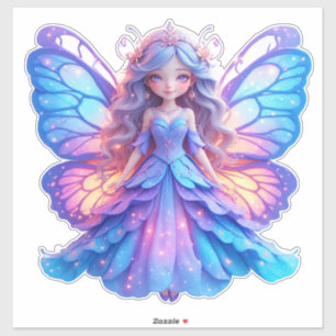 Sticker Princesse Fée Magique avec une Aile de Papillon Lu