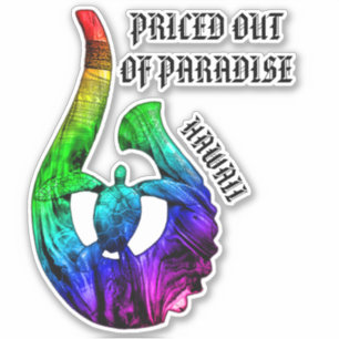 Sticker PRIS HORS DE PARADISE HI Honu Tribal Hook Rainbow