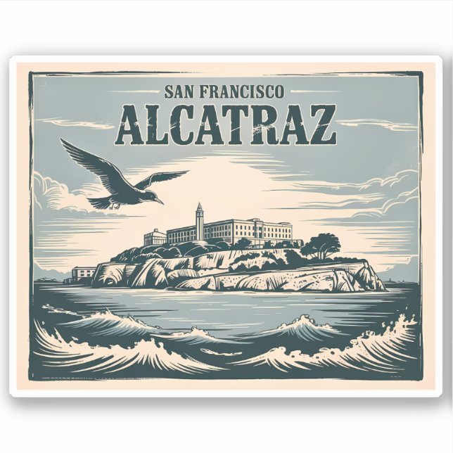 Sticker Prison de l'Île d'Alcatraz San Francisco Voyage Ré (Devant)