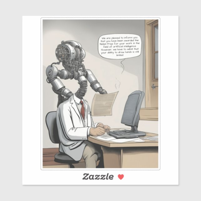 Sticker Prix Nobel d'intelligence artificielle dessin anim (Feuille)