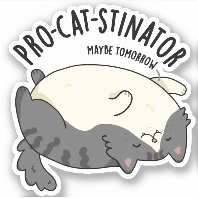 Sticker Pro-chat-stinator Funny Fat Cat Pun (Devant)