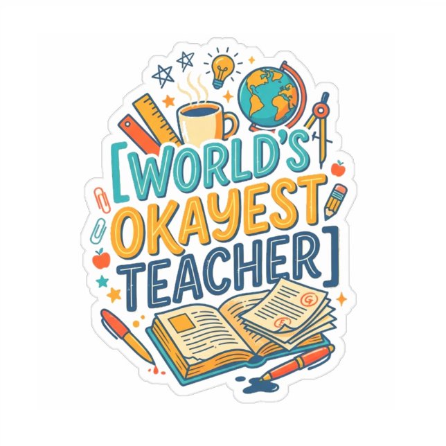 Sticker Prof le Plus Moyen du Monde | Cadeau Drôle (trendy water bottle decals, world's okayest teacher gift)