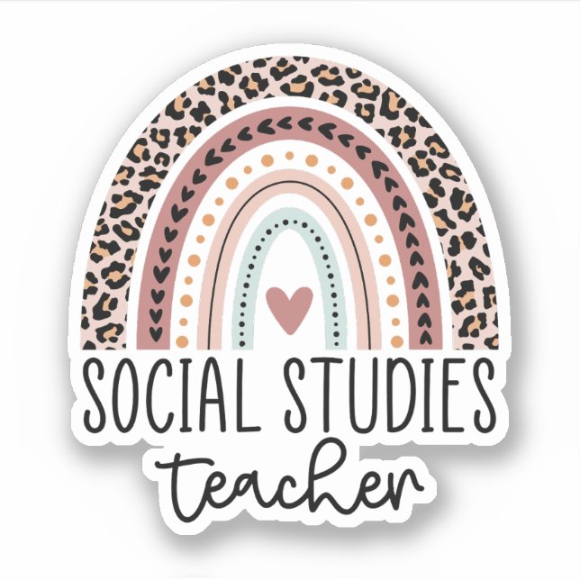 Sticker Professeur d'études sociales Rainbow, professeur d (Devant)