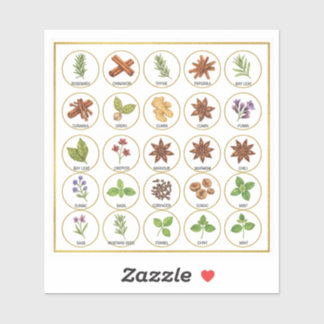 Sticker Professional Spice Jar Labels - 25 Botanical Herb
