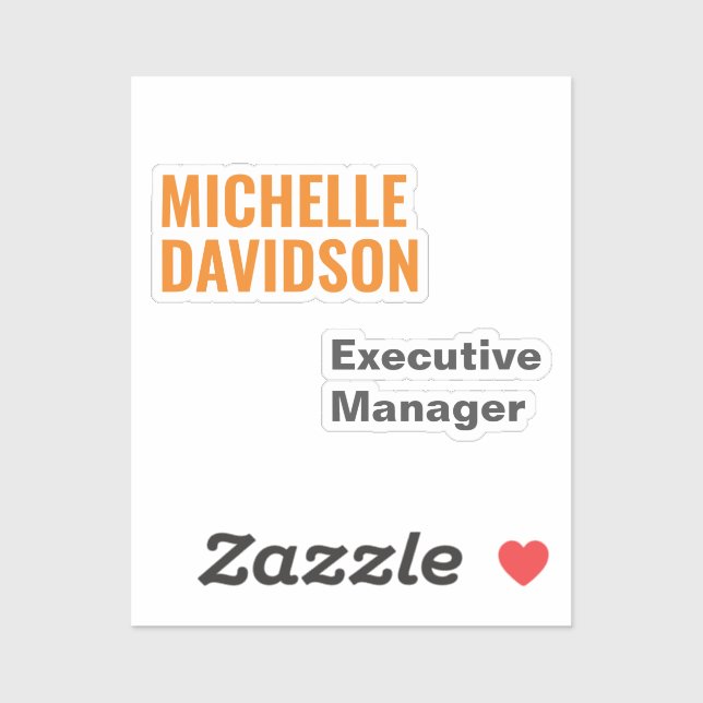 Sticker Professionnel Moderne Orange Blanc Minimaliste Pla (Feuille)