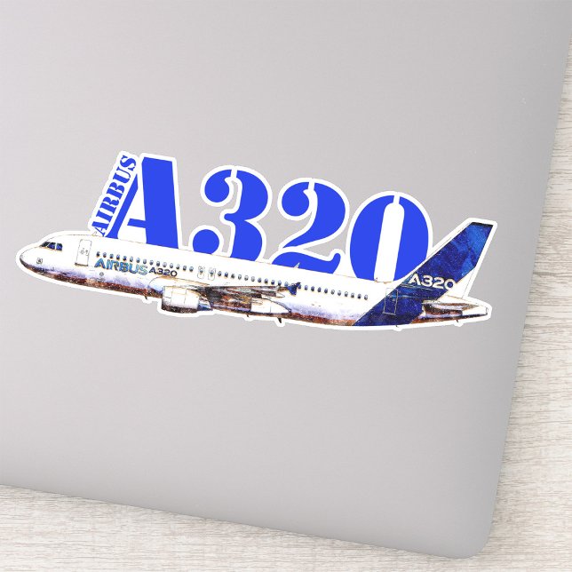 Sticker Profil de dessin d'aquarelle d'Airbus A320 (Airbus A320 Aircraft Watercolor drawing Profile. Sticker )
