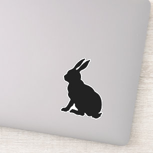 Sticker Profil latéral assis noir Silhouette Rabbit