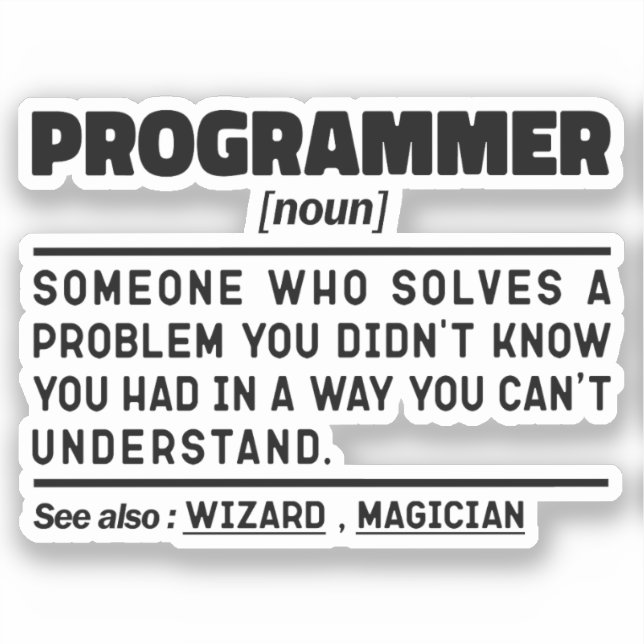 Sticker Programmer Noun Développeur logiciel Humour plaisa (Recto)