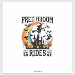 Sticker Promenades en balai gratuites Halloween Sorcière C