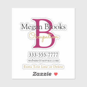Sticker Promo Entreprise, Nom, Monogramme & Titre sur Fond