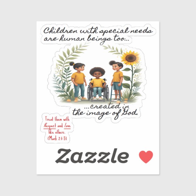 Sticker Promotion des enfants ayant des besoins spéciaux S (Feuille)