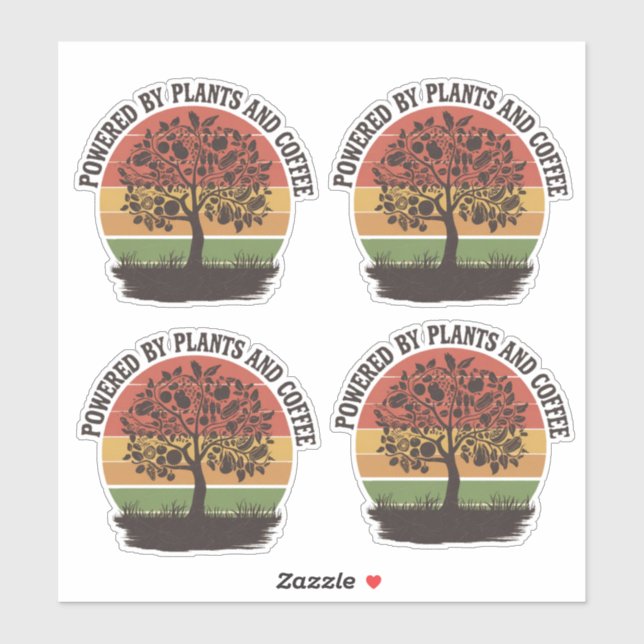 Sticker Propulsé par les plantes et le café (Feuille)