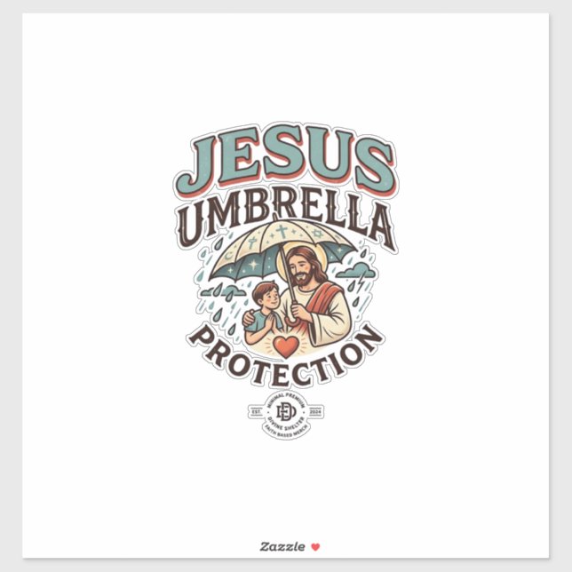 Sticker Protection de parapluie de Jésus Protection de par (Feuille)