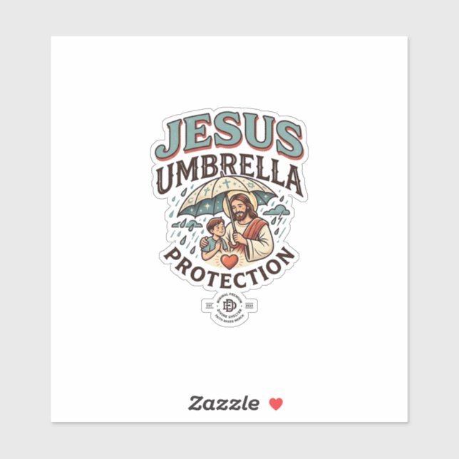 Sticker Protection de parapluie de Jésus Protection de par (Feuille)