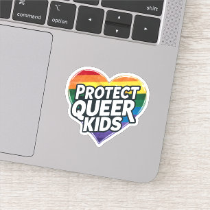 Sticker  Protéger les enfants queer  Cœur arc-en-ciel  Fie