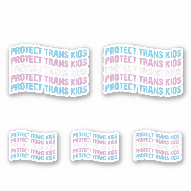 Sticker Protéger les enfants trans - Vague du drapeau tran (Devant)