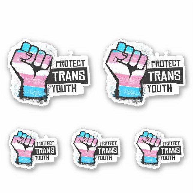Sticker Protéger les jeunes trans - Poing de la fierté (Devant)