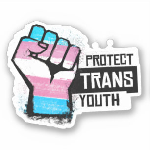 Sticker Protéger les jeunes trans - Poing de la fierté
