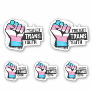 Sticker Protéger les jeunes trans - Pride Poing