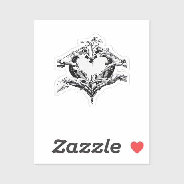 Sticker Protéger Un Coeur - Skeleton Coeur Main (Feuille)