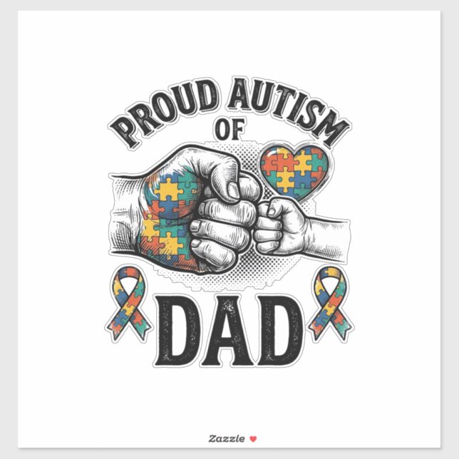 Sticker Proud Autism Dad Vintage Engraving Awareness Shirt (Feuille)