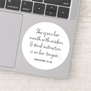 Sticker Proverbes 31:26 Bible Verse Marble Glam