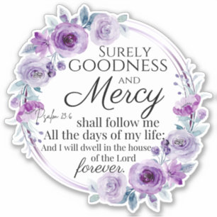 Sticker Psaume 23:6 Inspirationnel Bible Verse Floral Viol