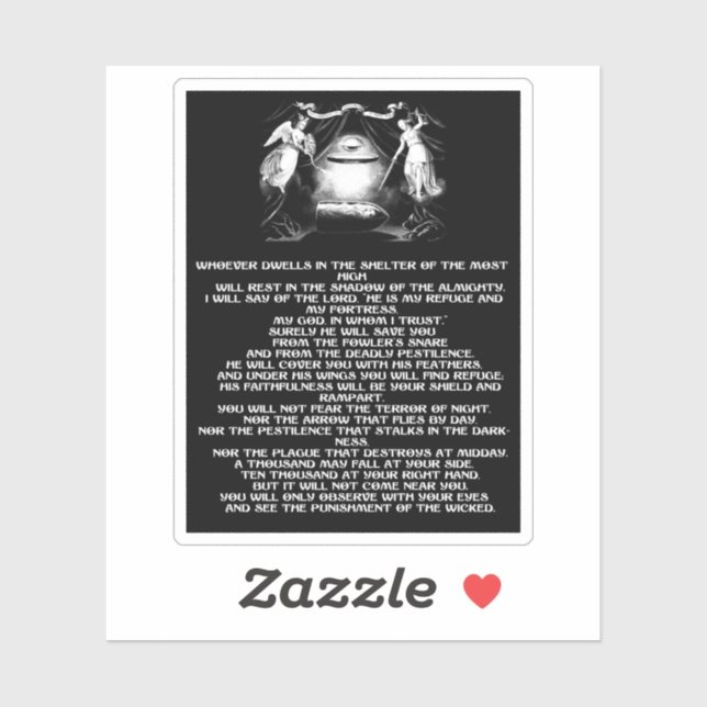 Sticker psaume 91 bible citation anges Art religieux (Feuille)