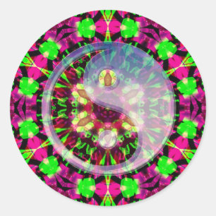 Sticker Psychedélique Géométrique Yin Yang