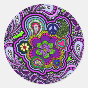 Sticker Psychedélique Purple Paisley
