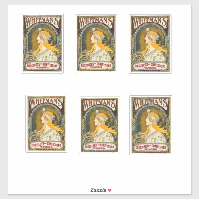 Sticker publicitaire d'Alphonse Mucha Vintage Whit (Feuille)