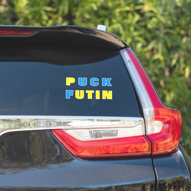 Sticker Puck Futin drapeau ukrainien soutien Ukrai (Côté voiture)