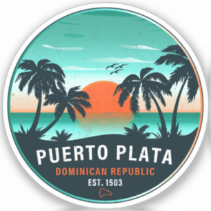 Sticker Puerto Plata Dominicaine Retro Sunset Souvenir 60s