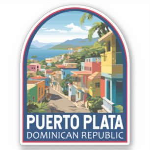 Sticker Puerto Plata République Dominicaine Voyage Art Vin