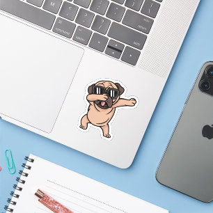 Sticker Pug de bonne humeur avec des lunettes de soleil Da