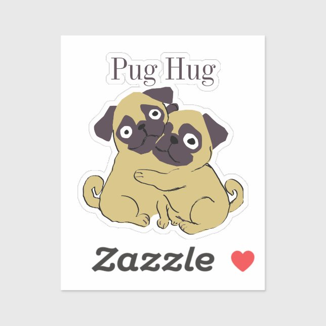 Sticker Pug hug  (Feuille)