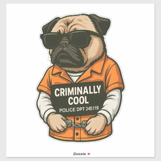 Sticker Pug incroyablement cool - Design de chien drôle de (Feuille)