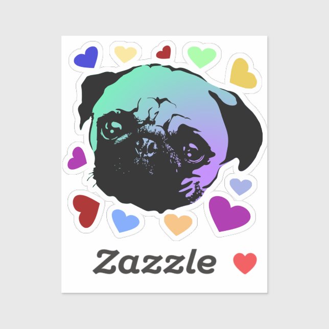Sticker Pug Puppy Dog PopArt Retro Style (Feuille)