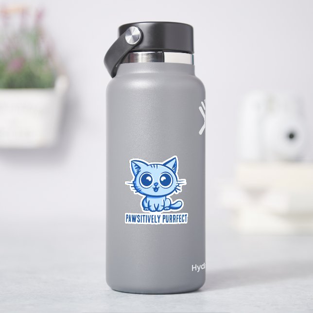 Sticker Puissant, Beau Manga Kitten (HydroFlask)