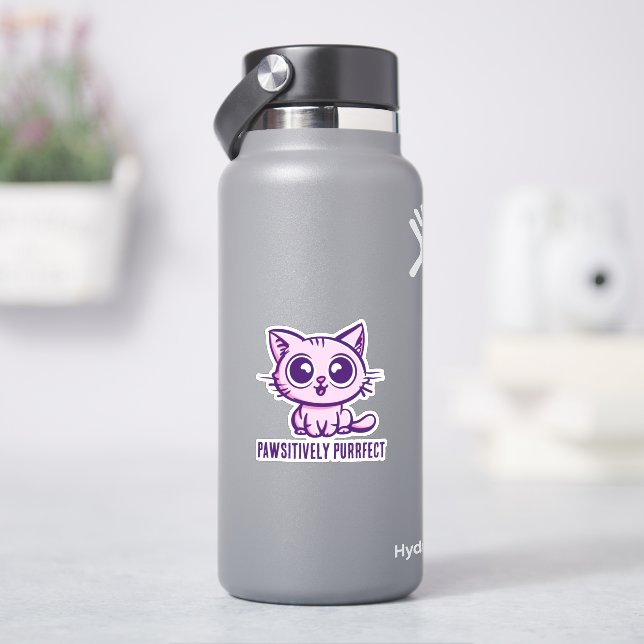 Sticker Puissant, Beau Manga Kitten (HydroFlask)
