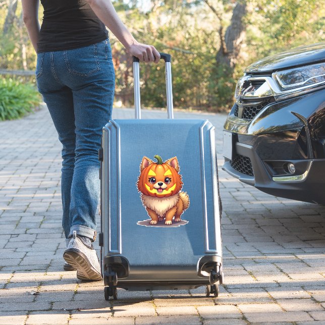 Sticker Pumpkin Mask Pomeranian Dog (Valise Insitu)