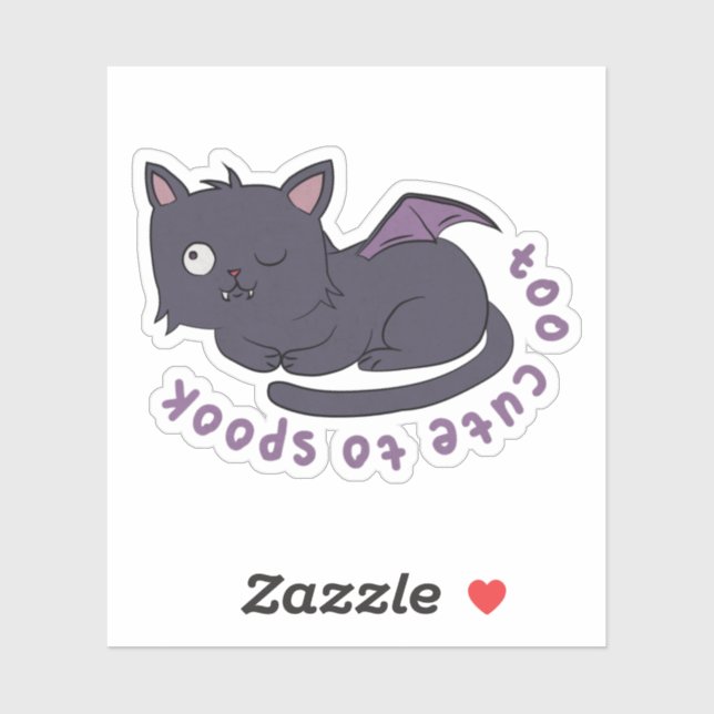 Sticker Pun de chat d'Halloween : Trop mignon pour parler (Feuille)