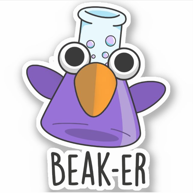 Sticker Pun de chimie drôle Beak-er (Devant)